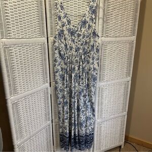 Lucky Brand Maxi Dress  Blue White Paisley Sleeveless 1X